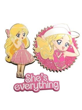 Barbie Movie Inspired Enamel Pins Bundle She’s Everything Pink Glitter Holy Pins